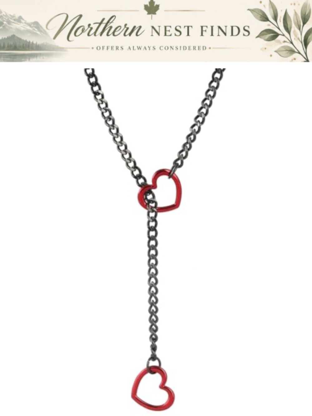 Stainless Steel Heart Slip Chain Necklace Adjustable Cuban Choker